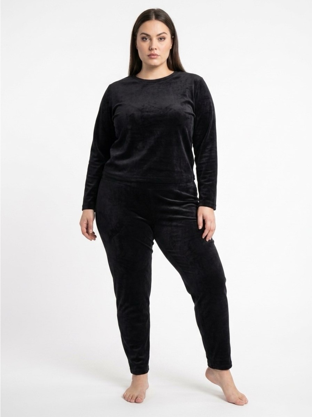 PENMAN BLACK VELOUR COMFORT PANTS PLUS SIZE WOMENS